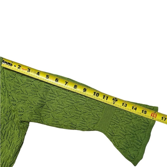 Vintage Choices Petite Green Crochet Tie Front Cardigan Sweater Made in USA PXL - Picture 5 of 8